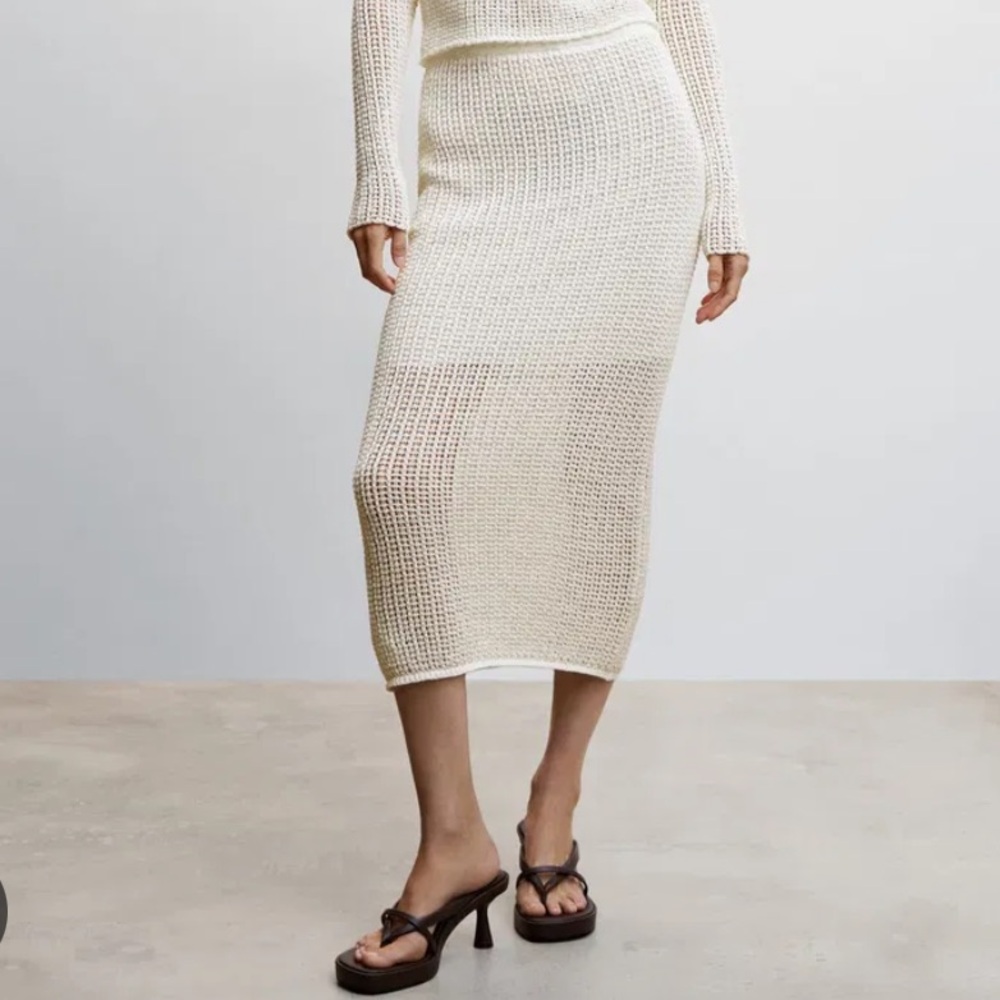 MANGO Openwork Knitted Skirt